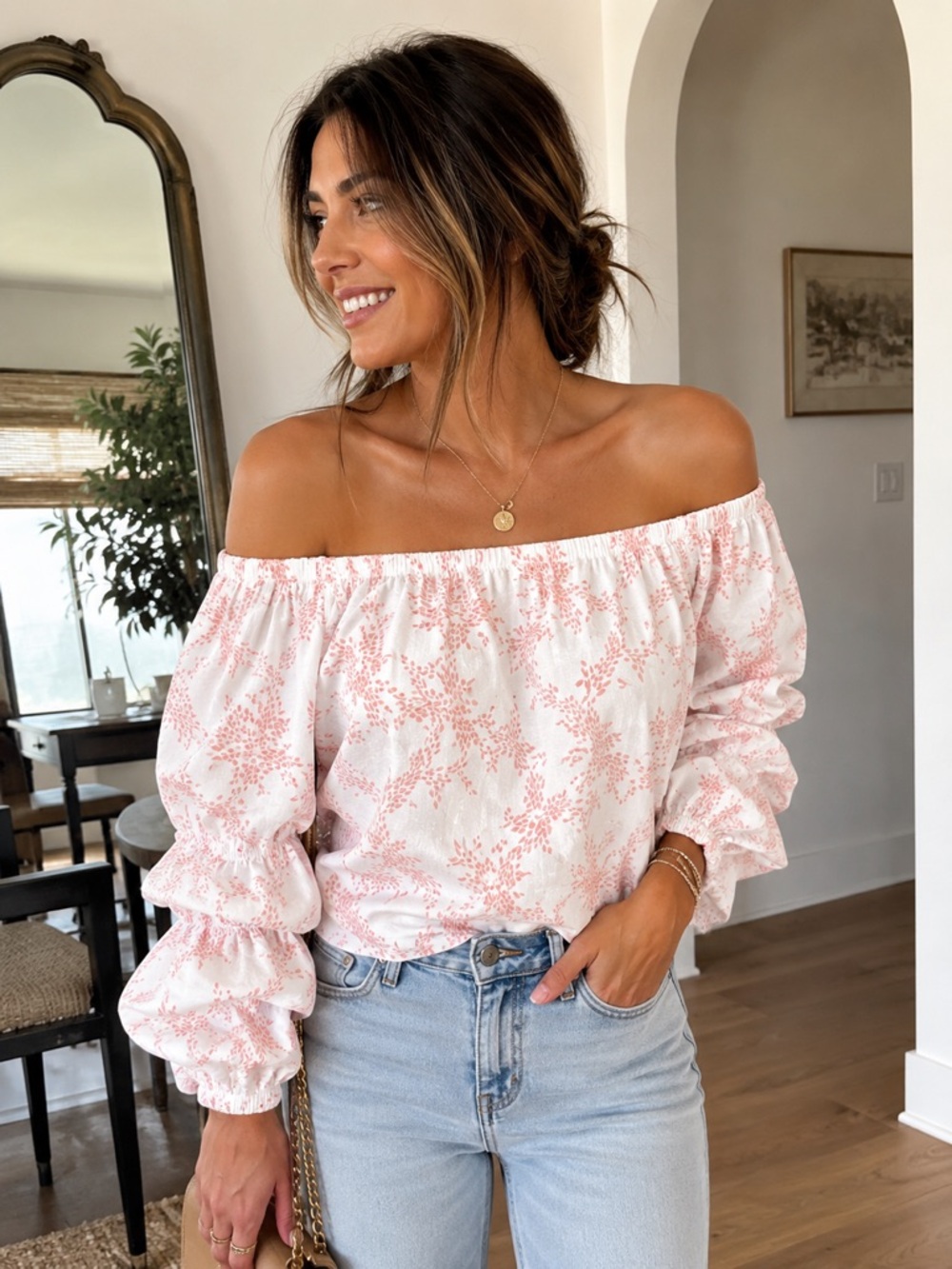 🤍 Emilio Pepe Italy Off-the-Shoulder Blouse – Size XS 🤍